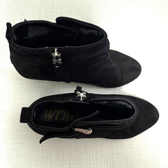 Sam Edelman Black Suede Ankle Booties | Size 9 | 2.5" Block Heel - Picture 4 of 9
